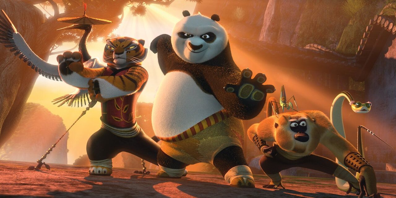 Kung Fu Panda 2 with Po, Crane, Tigress, Monkey, Viper, and Mantis