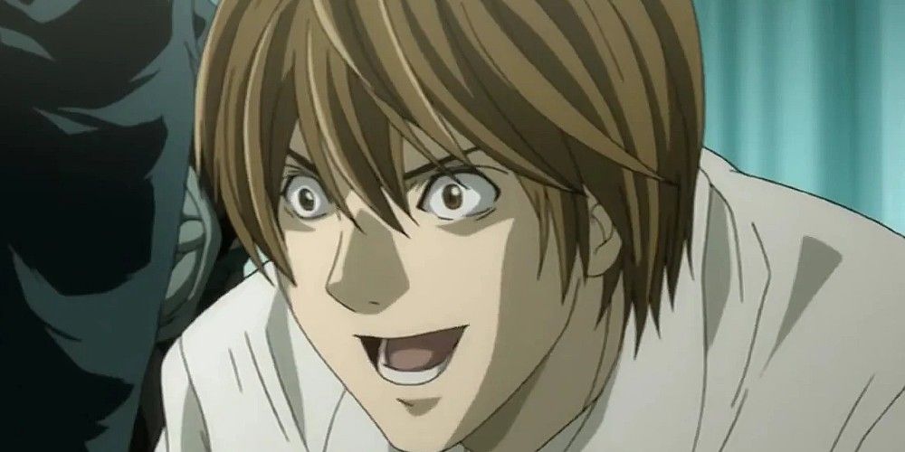 Light celebrates his final victory in the Death Note