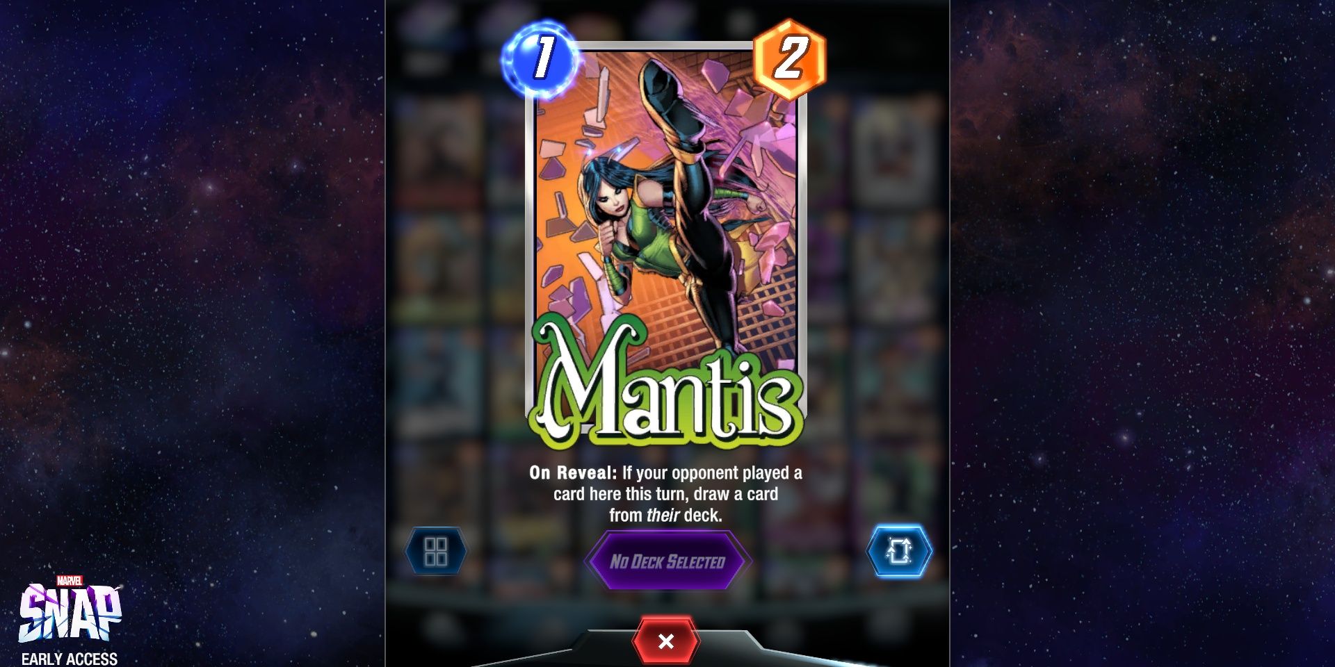 Mantis' Card in Marvel Snap.