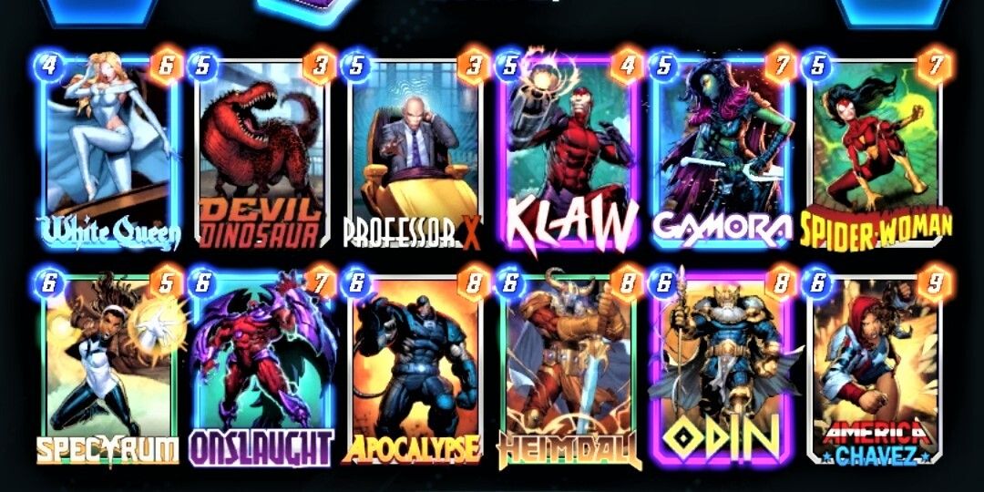 A poorly constructed Marvel Snap deck with too many powerful cards