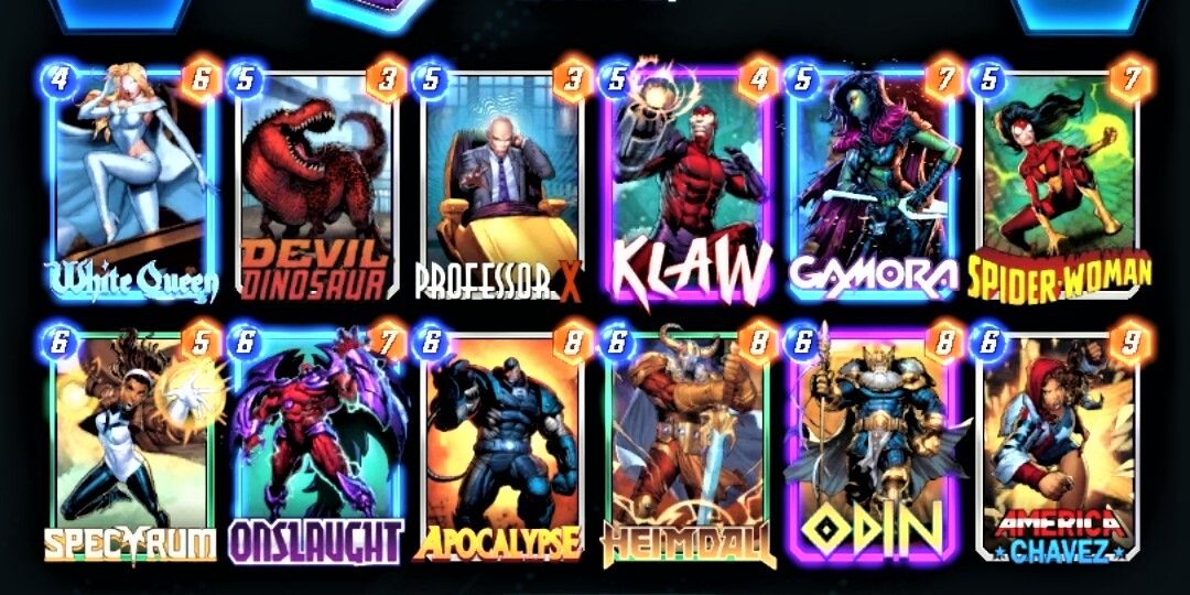 Um deck Marvel Snap mal construído com muitas cartas poderosas