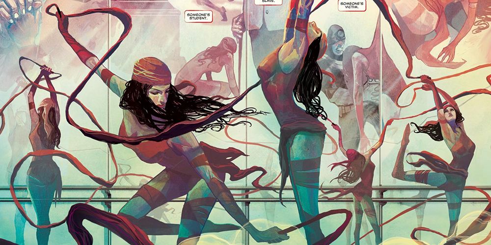  Elektra ribbon dancing in Marvel Comics
