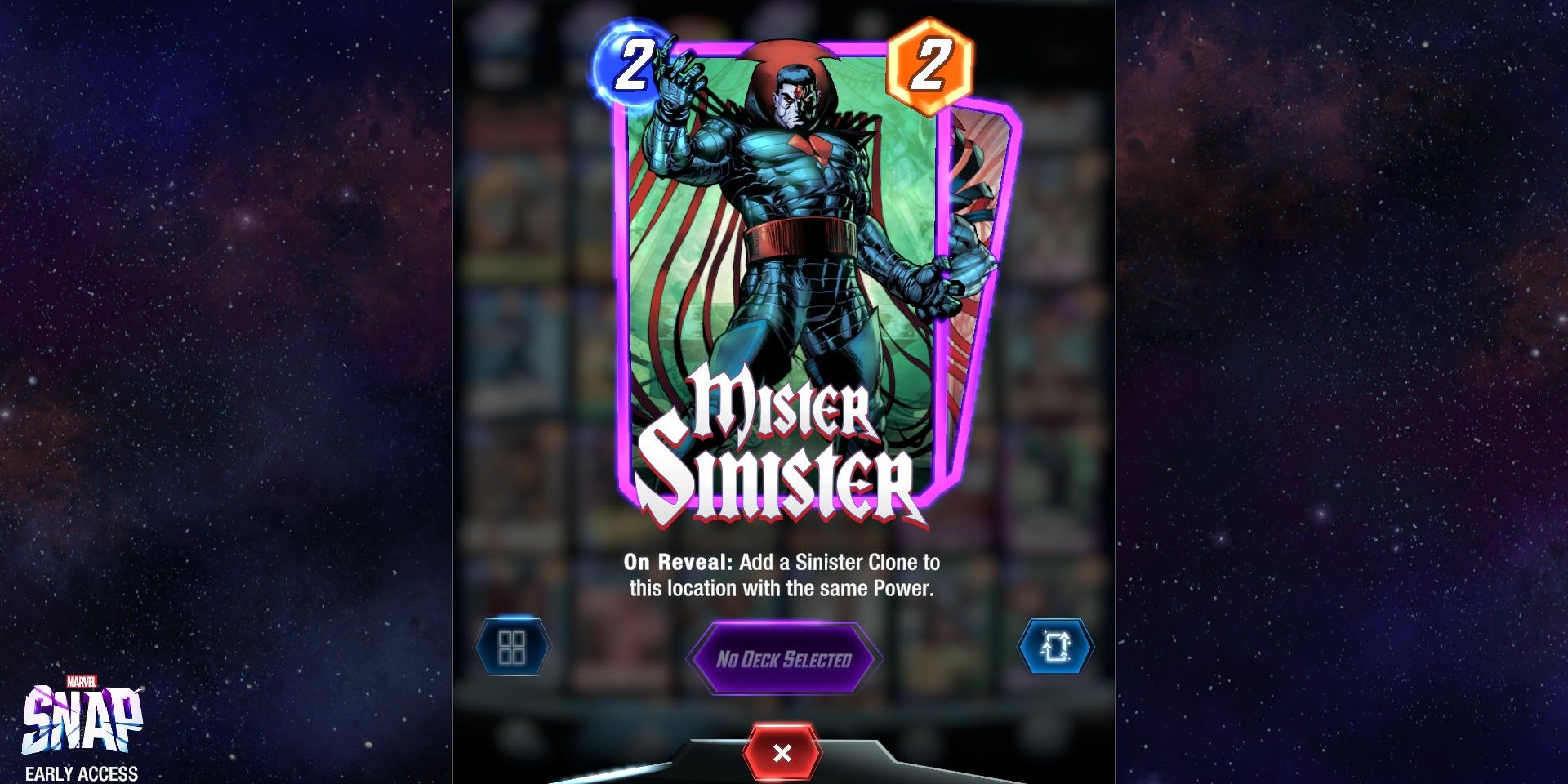 Mister Sinister's Card in Marvel Snap.