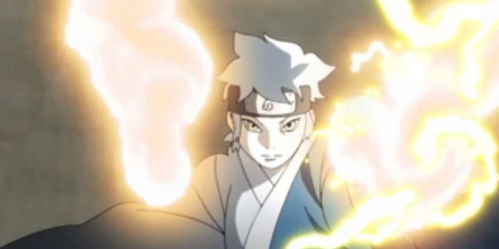 Mitsuki uses his Snake Lightning jutsu.