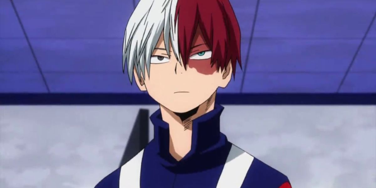 My Hero Academia - Shoto with a red scar on his left eye, and red and white hair