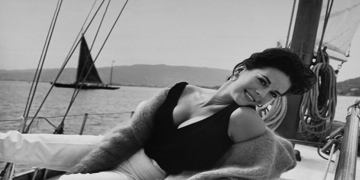 Actress Natalie Wood on a sailboat