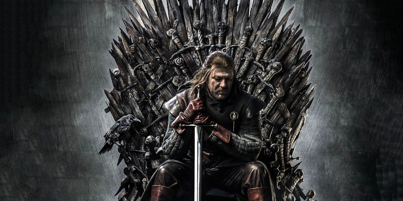 Ned Stark (Sean Bean) sat on the Iron Throne in Game of Thrones