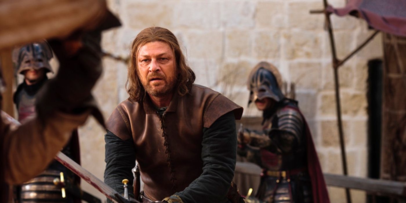 Ned Stark fighting Jaime Lannister in Game of Thrones