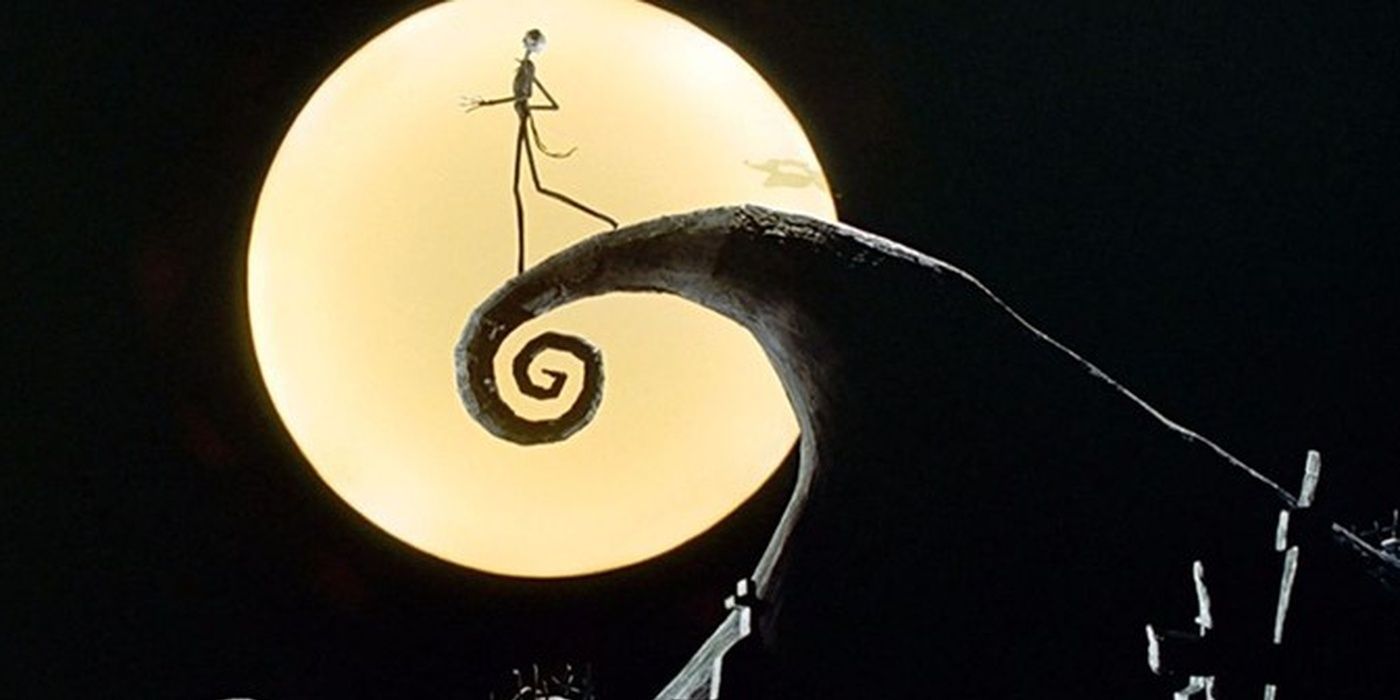 Jack Skellington's silhouette in front of the moon in The Nightmare Before Christmas 