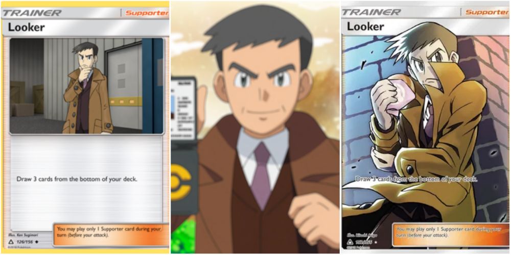 Normal and alternate art for Looker from the Pokemon TCG