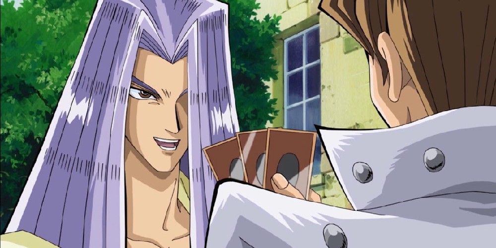 Pegasus accepts Seto's challenge in Yu-Gi-Oh! Movie: Pyramid of Light.