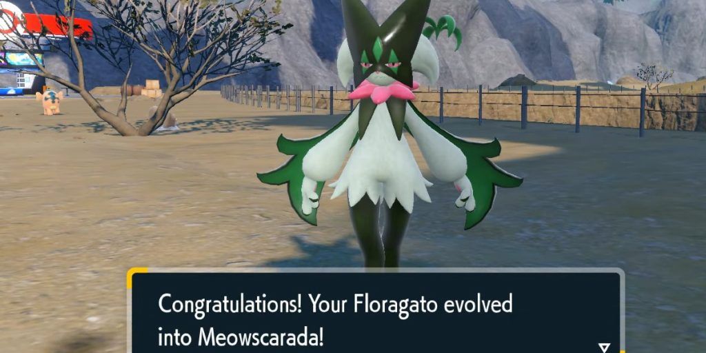 A Floragato evolves into Meowscarada in Pokemon Scarlet and Violet