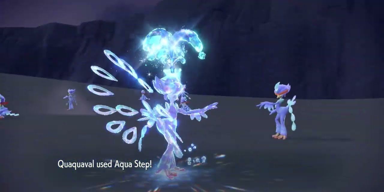 Two Quacquaval engage in combat in Pokemon Scarlet and Violet