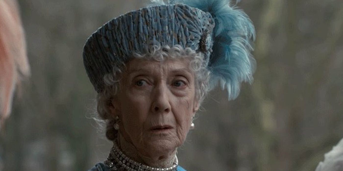 Eileen Atkins as Queen Mary looking dismayed in Netflix's  The Crown