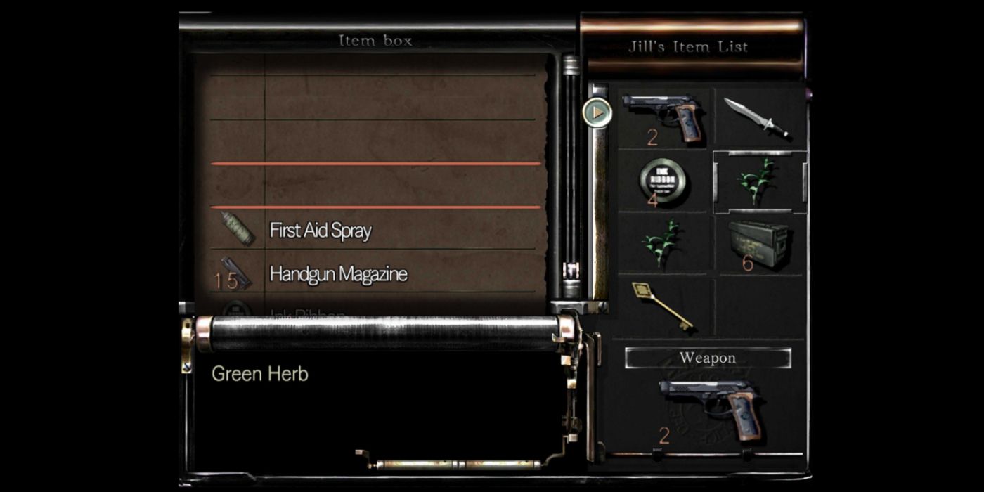 Resident Evil Item box screen