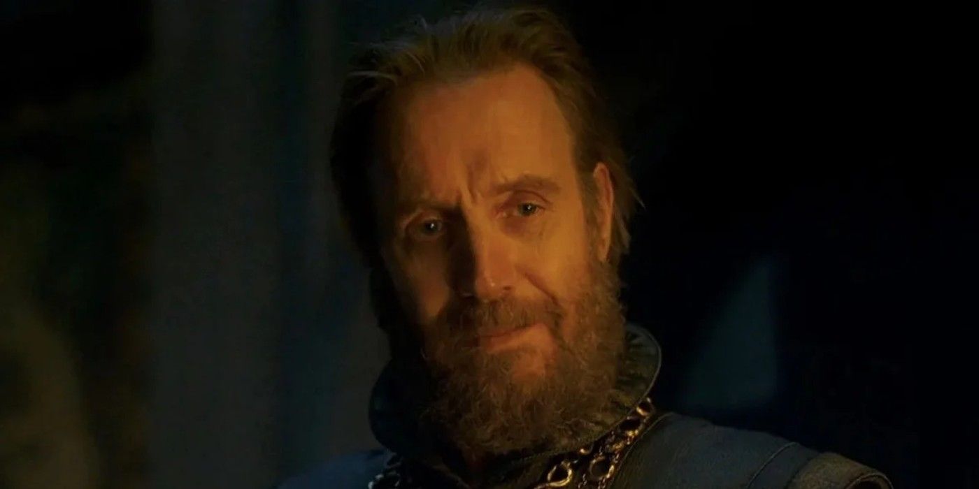 Rhys Ifans as Otto Hightower, smiling in House of The Dragon
