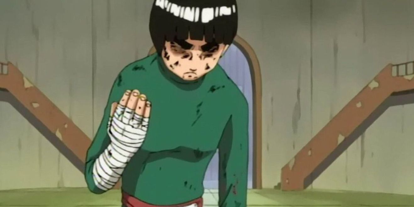 Rock Lee was injured after his fight with Gaara in the Chunin Exams arc of Naruto.