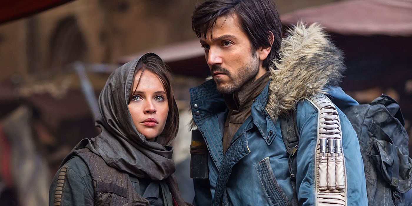 Felicity Jones as Jyn Erso and Diego Luna as Cassian Andor in Rogue One