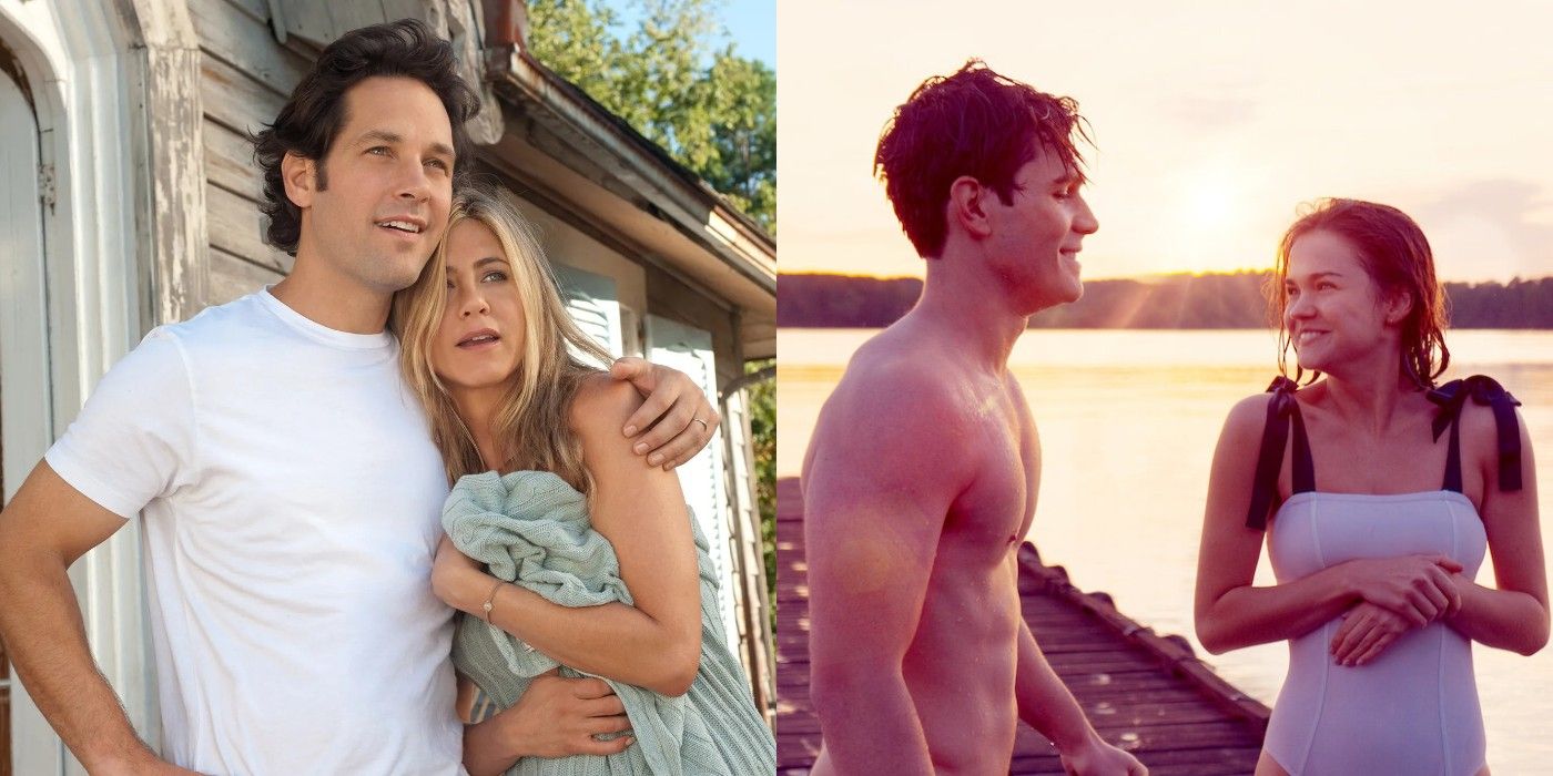 A split image of George and Linda from Wanderlust and Griffin and Phoebe The Last Summer