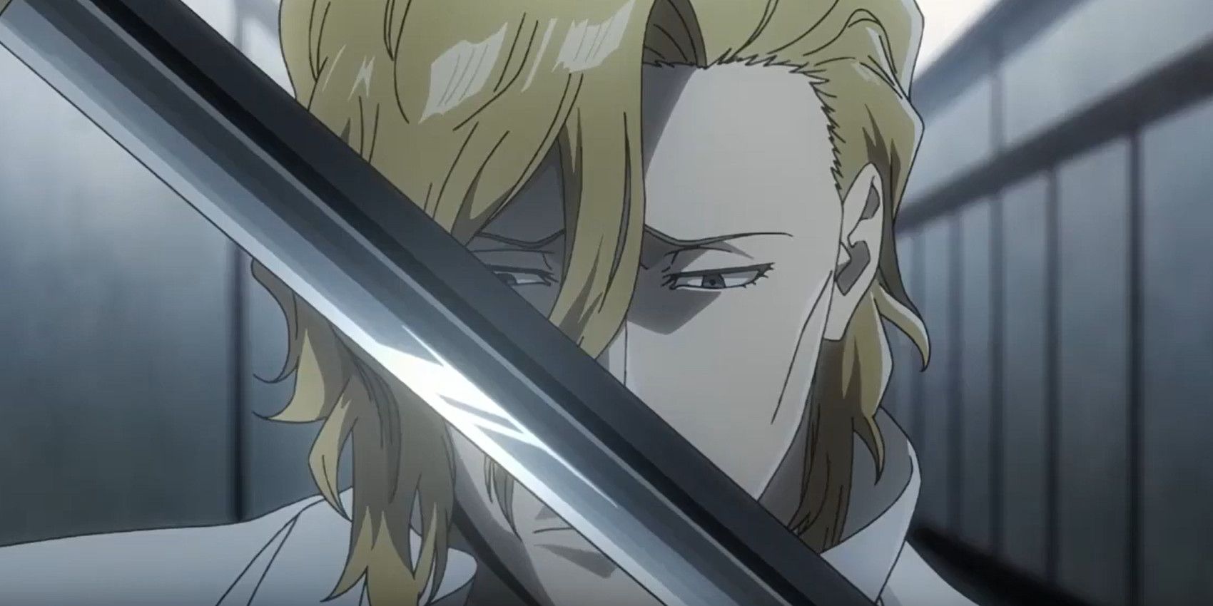 Rose from bleach looking at sword