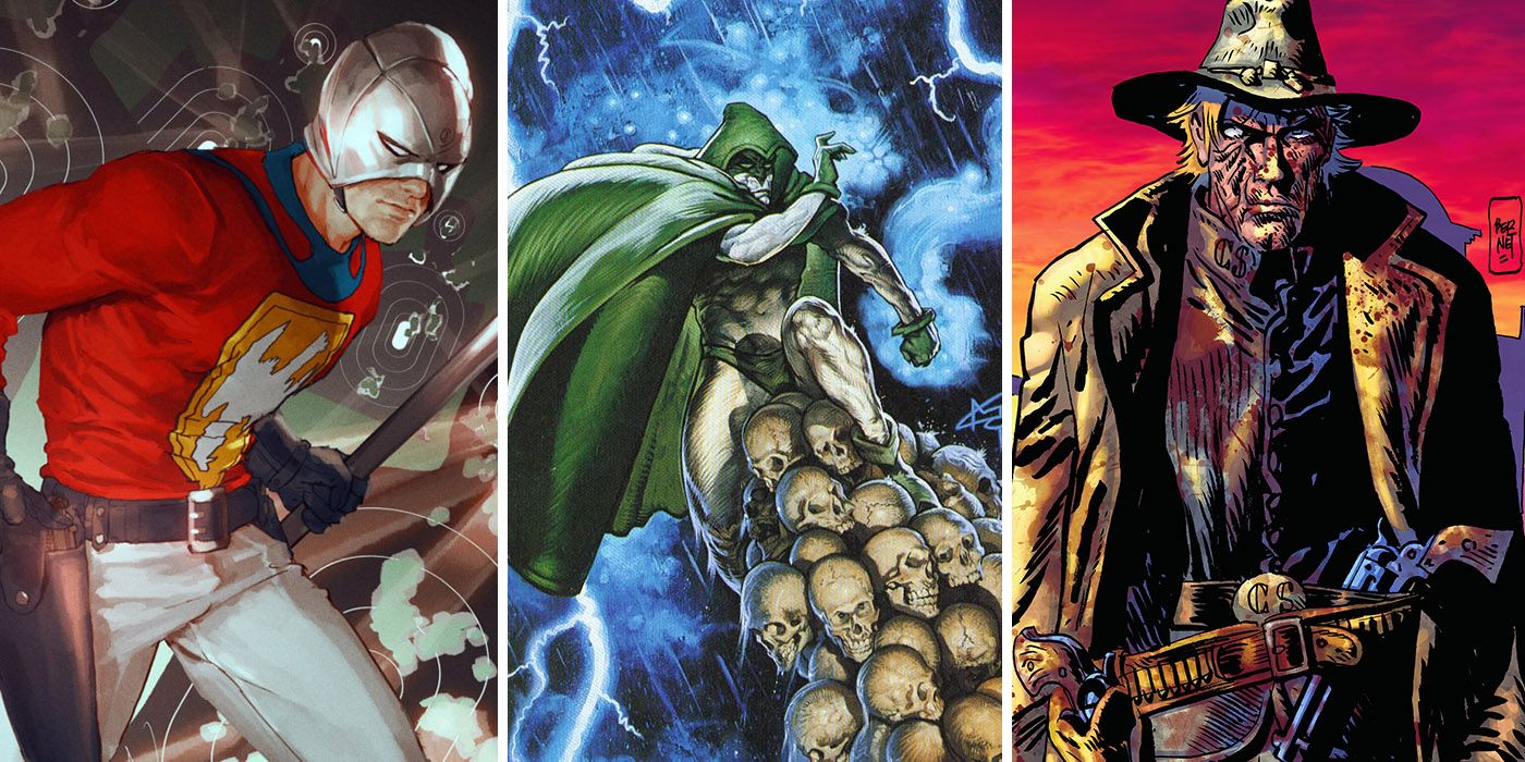 split image of Peacemaker, Spectre, and Jonah Hex from DC Comics
