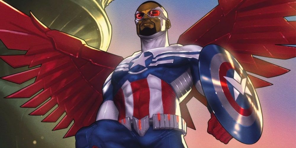 Sam Wilson's Captain America stands in a heroic pose in Marvel Comics.