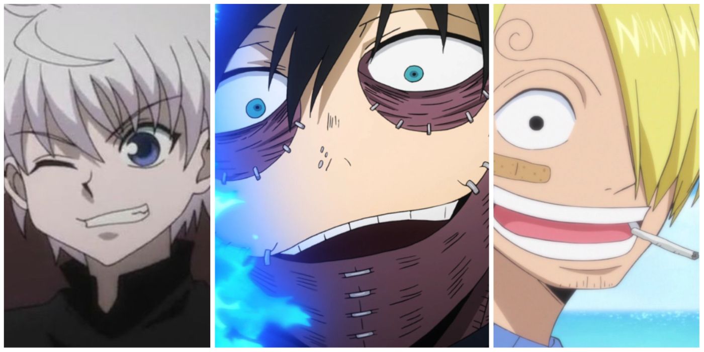 Sanji from One Piece, Dabi from My Hero Academia, and Killua from Hunter X Hunter split image