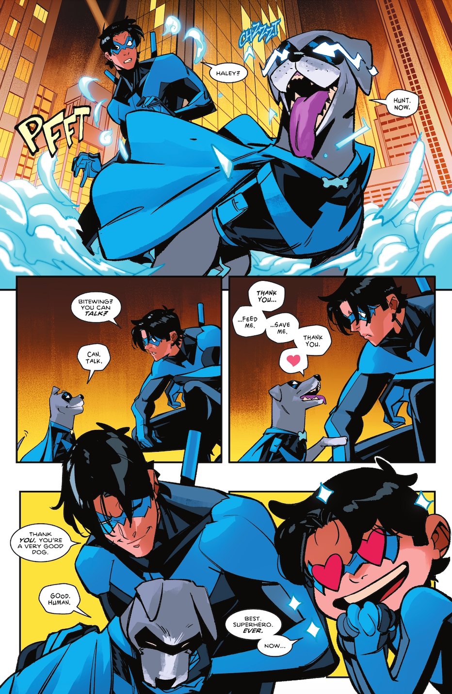 Le chien de compagnie de Nightwing vient de recevoir un costume - et le pouvoir de parler