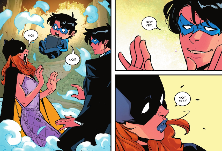 Nightwing semble penser à demander à Batgirl de l'épouser