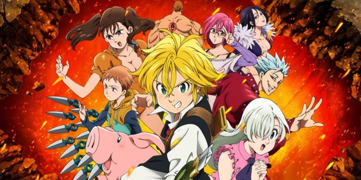 Elizabeth, King, Diane, Meliodas, Bane, Gunter, from The Seven Deadly Sins anime