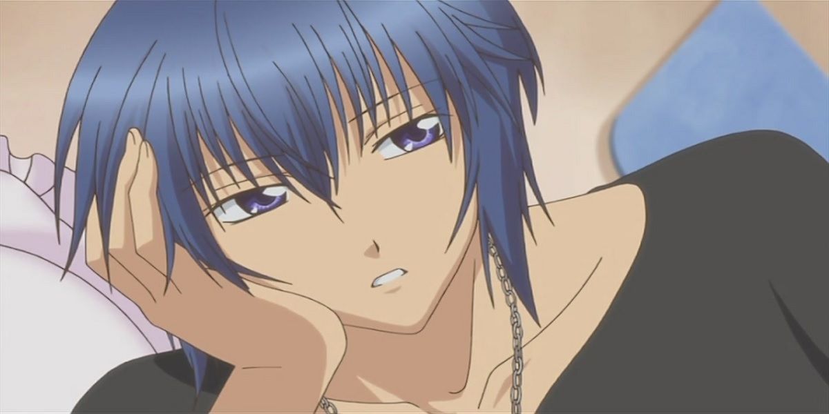 Ikuto with a hand on his face in Shugo Chara!