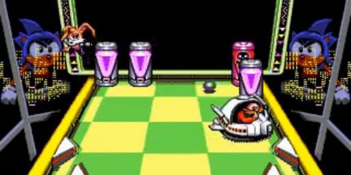 Sonic plays a pinball game and frees Bunnie Rabbot Sonic Spinball.
