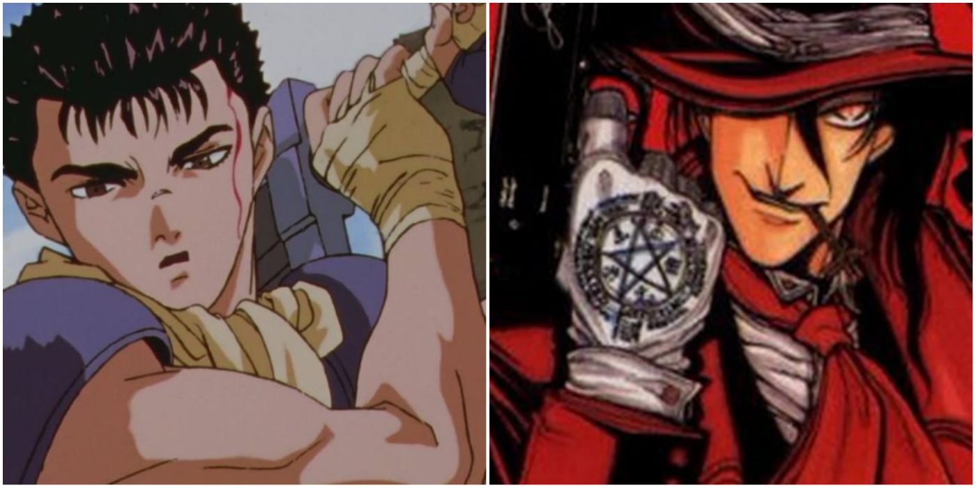 Split image of Alucard and Guts
