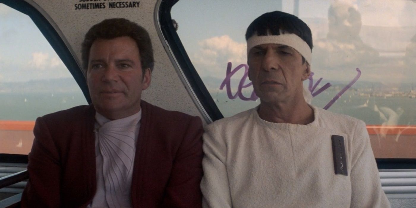 Kirk and Spock sitting in Star Trek IV: The Voyage Home