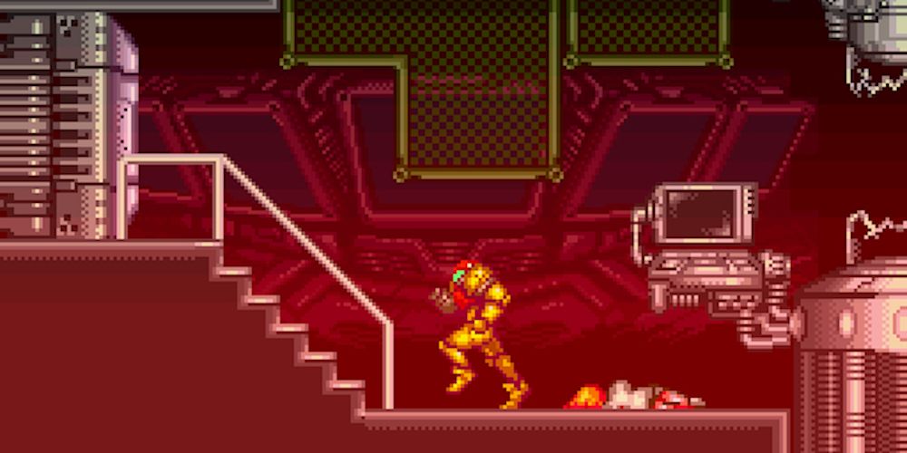 Samus escapa do Planeta Zebes em Super Metroid.