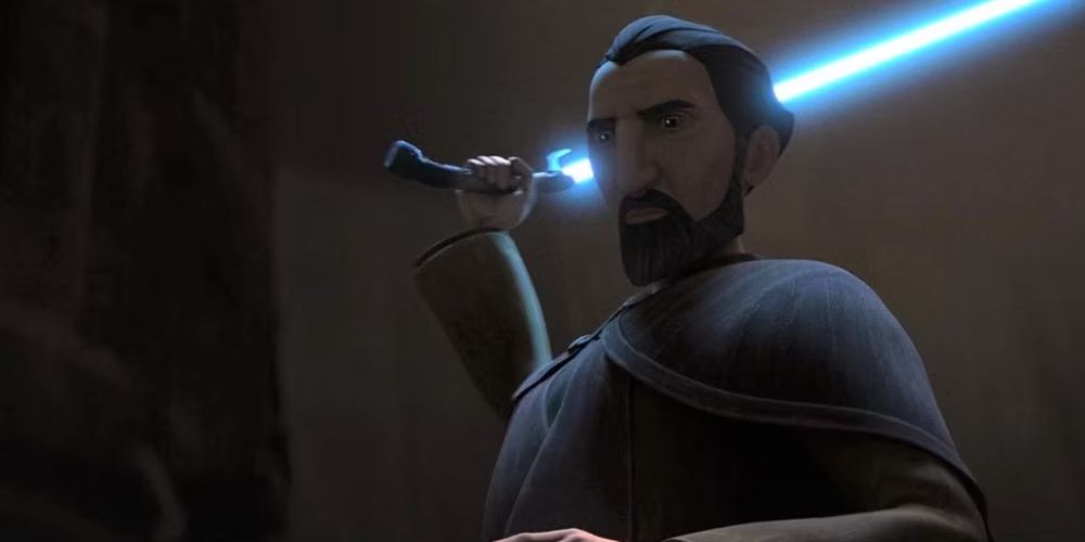 Count Dooku prepares to kill Yaddle in Star Wars: Tales of the Jedi