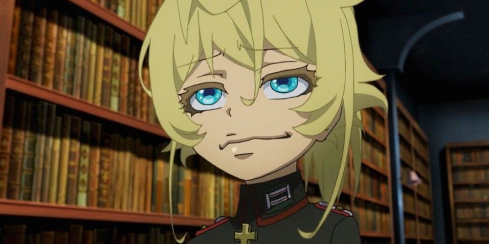 Tanya von Degurechaff enters a library in The Saga of Tanya the Evil.