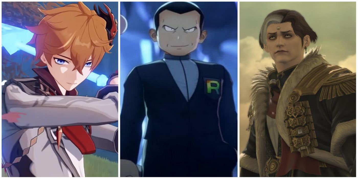 Tartaglia from Genshin Impact, Giovanni from Pokemon and Emet-Selch from FFXIV