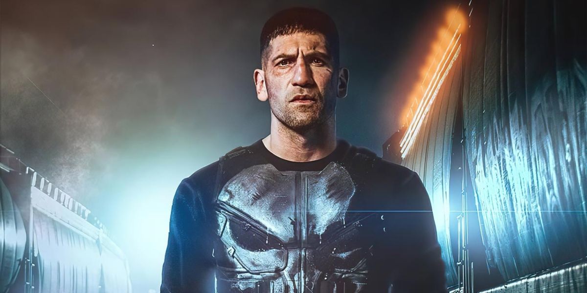 Frank Castle wearing his skull symbol in The Punisher series