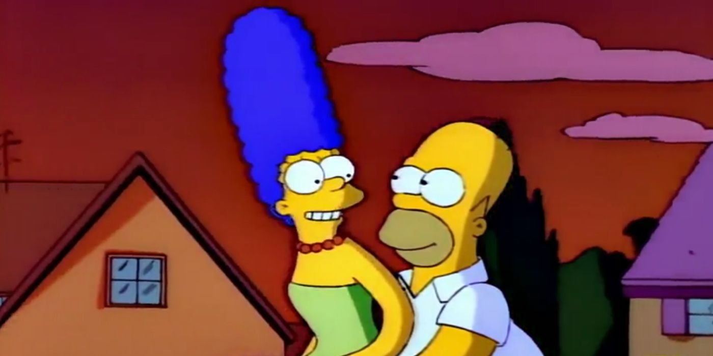 Homer and Marge share a bike ride together in The Simpsons