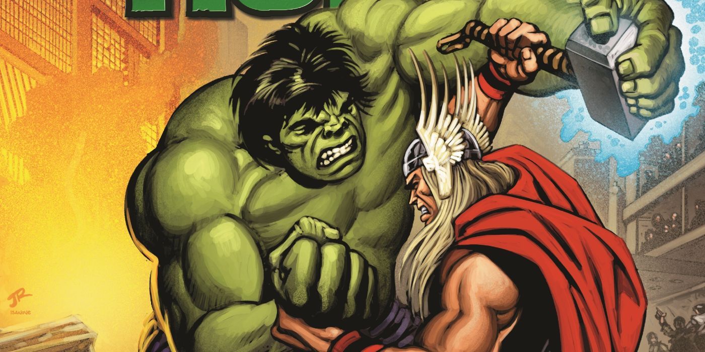 Thor and Hulk grapple on a cover for the Avengers/Defenders War