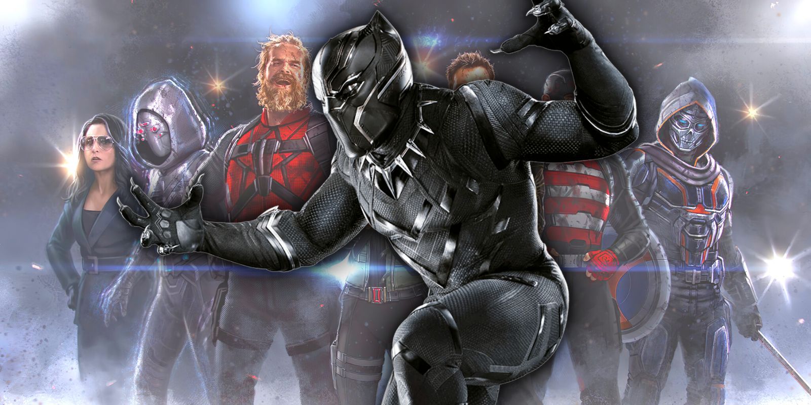 Black Panther backed by the MCU's Thunderbolts team
