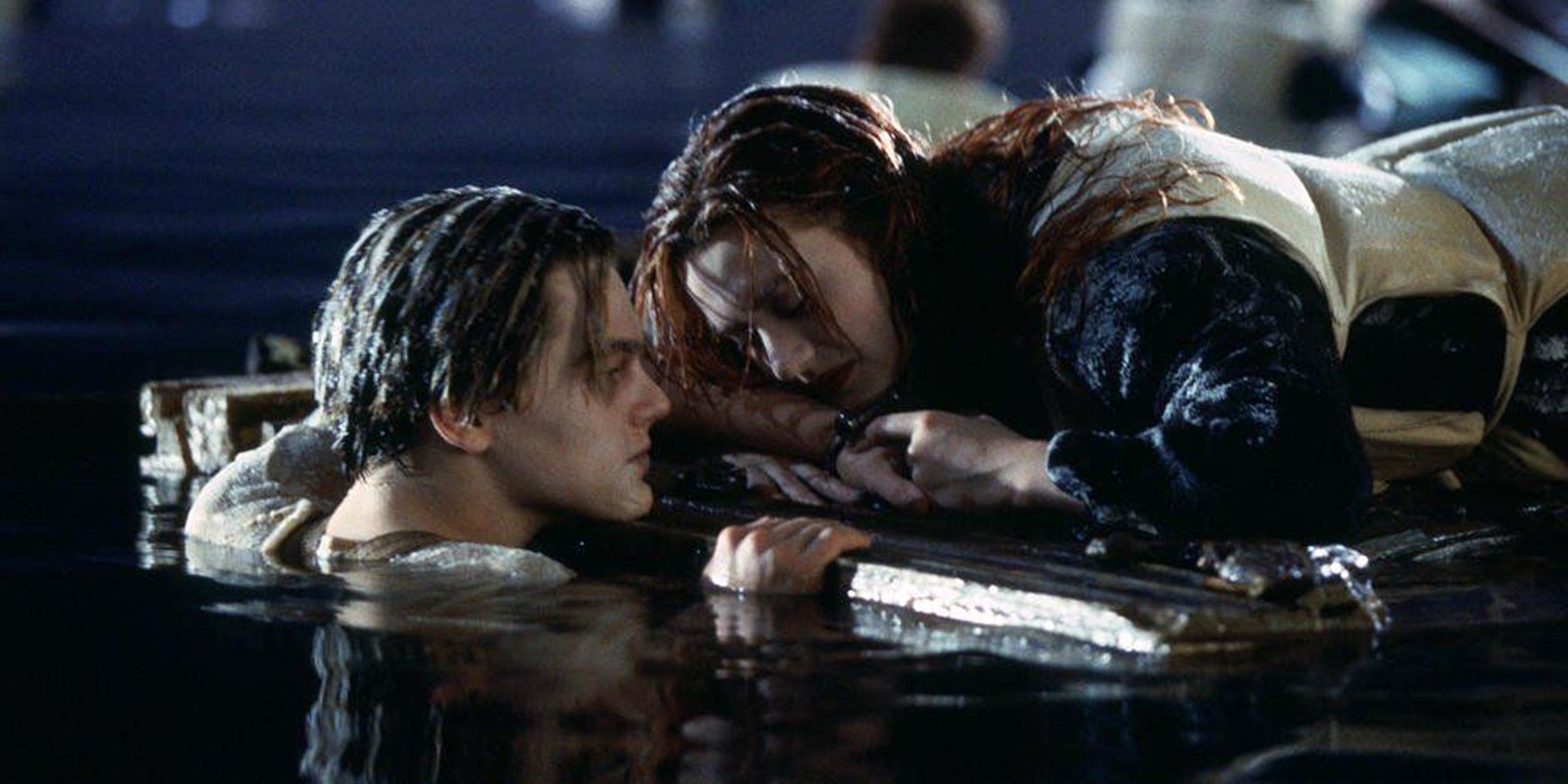 Jack in the water and Rose on the door in Titanic