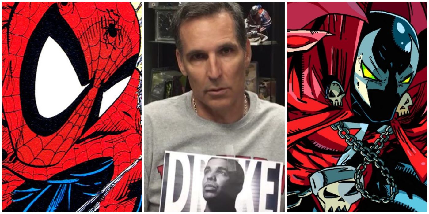 Todd McFarlane (center) revolutionized Spider-Man (left) before creating Spawn (right) at Image Comics