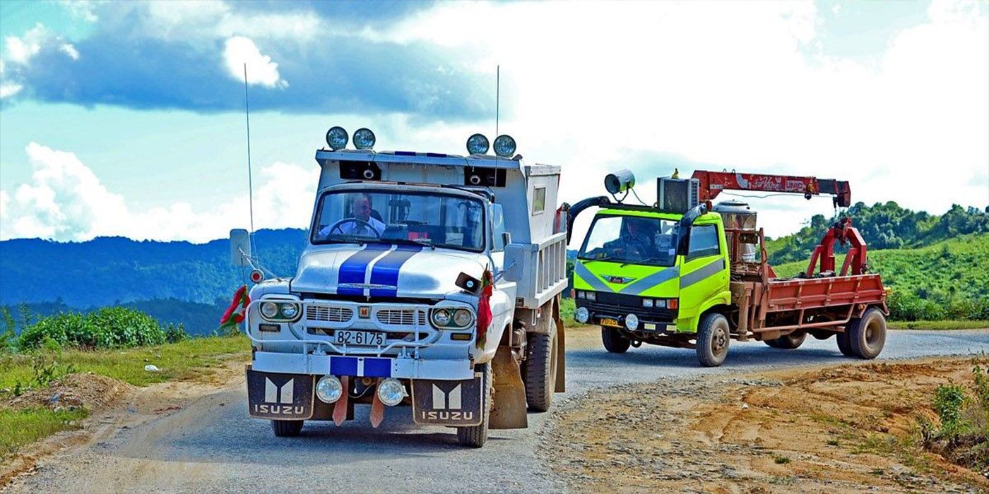 Top Gear the hosts drive trucks in Burma