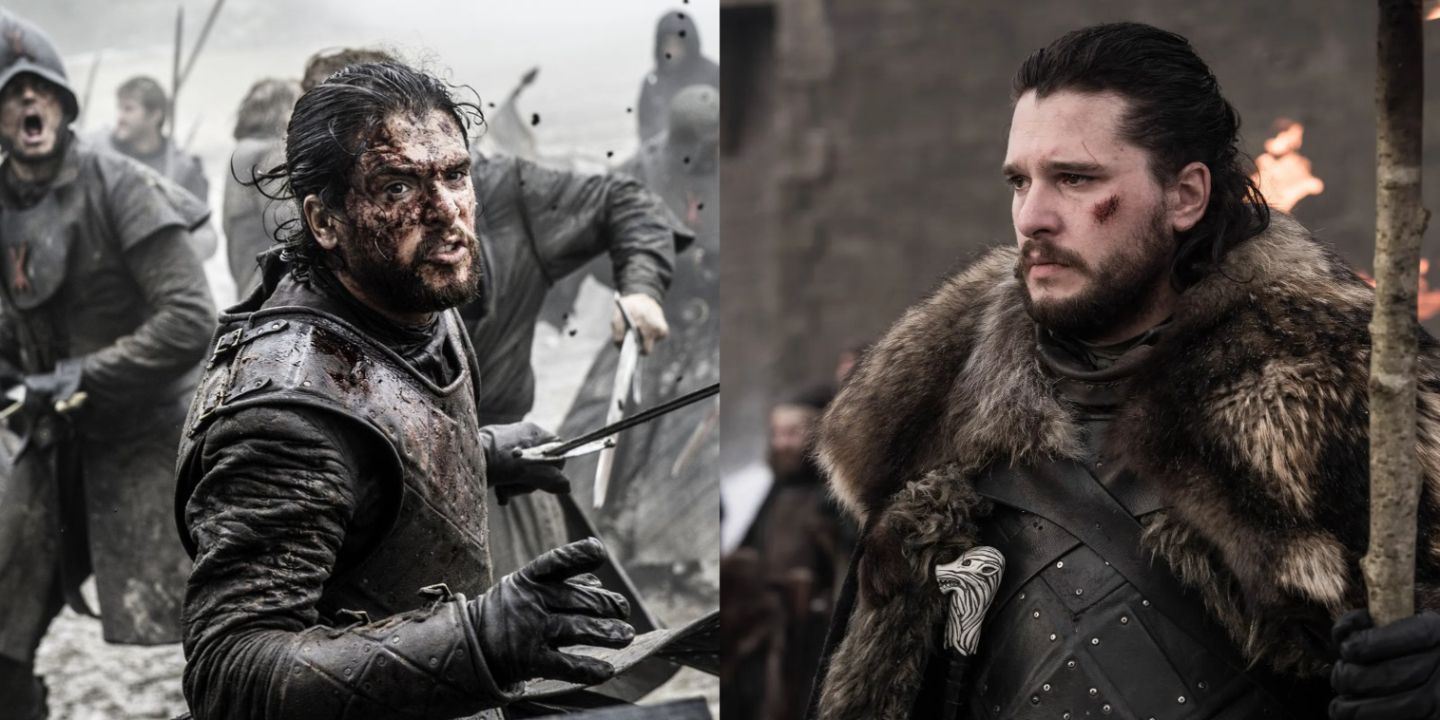 Duas imagens de Jon Snow em Game of Thrones