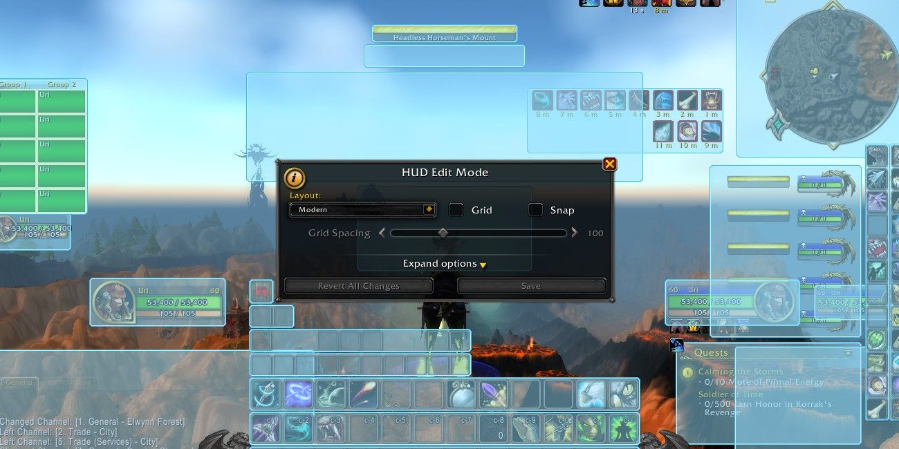 UI edit mode menu from World of Warcraft