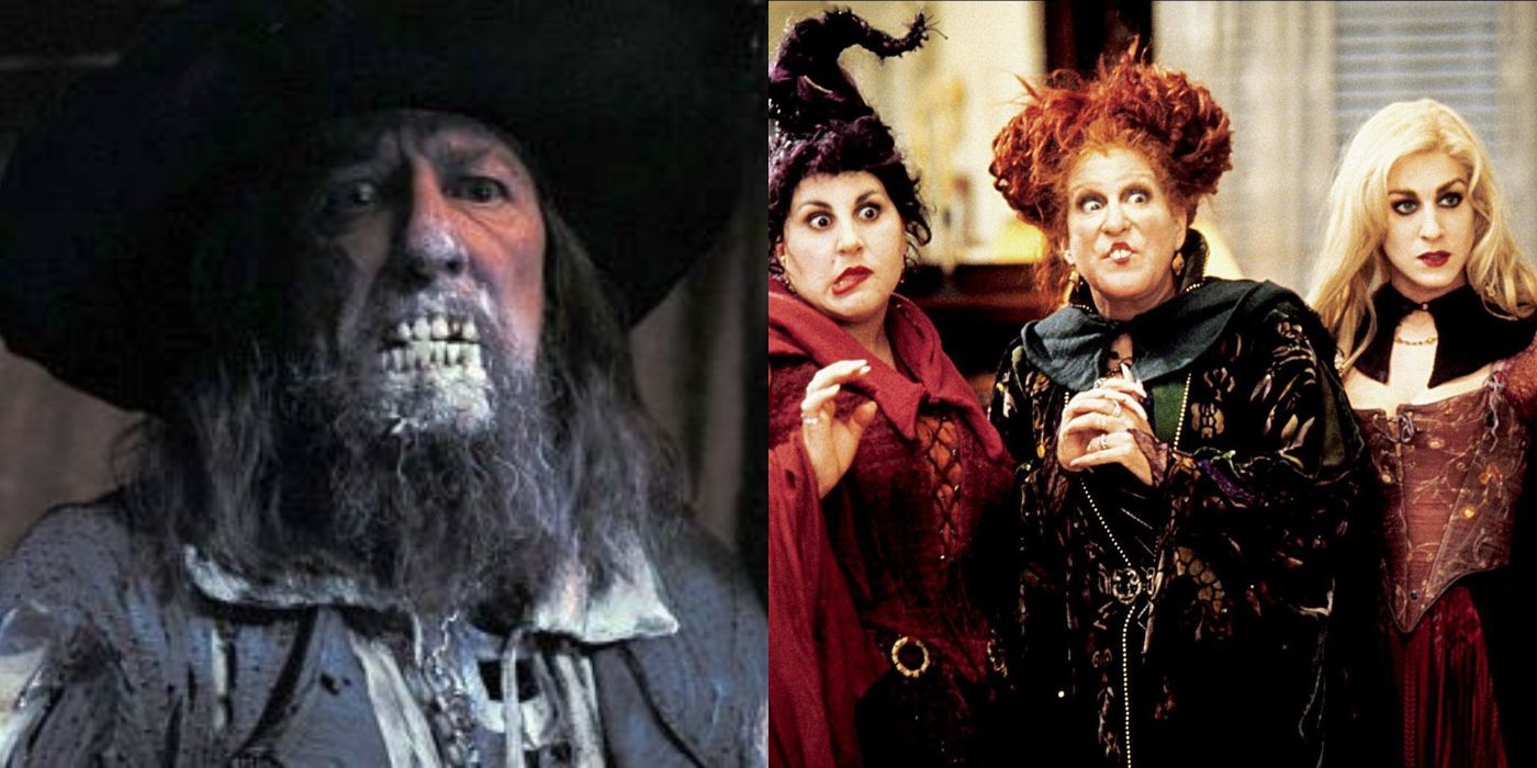 Barbosa as a transforming skeleton from Pirates of the Caribbean and The Sanderson sister from Hocus Pocus. 