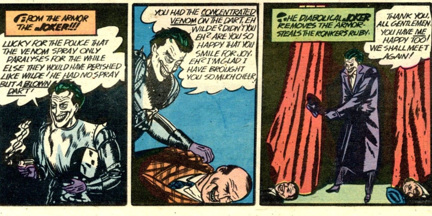 โจ๊กเกอร์ในชุดเกราะใน Batman #1 Golden Age ปี 1940