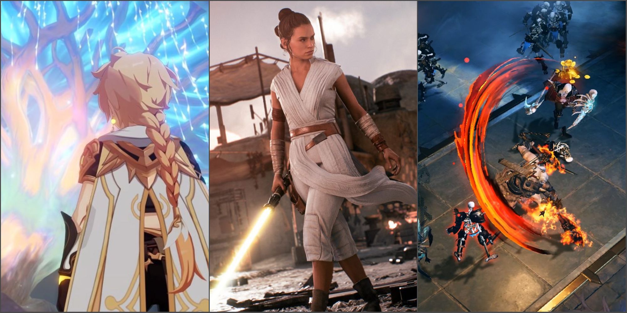 Video Games: Aether in Genshin Impact, Rey in Star Wars Battlefront II, & gameplay of Diablo Immortal
